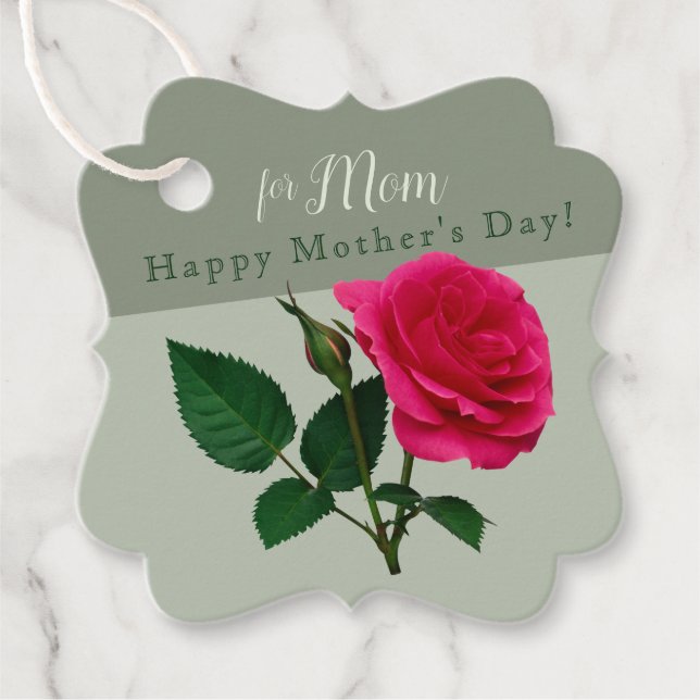 Étiquettes Cadeau Rose rouge pour Maman Joyeuse Fête des Mères CC110 (Devant)