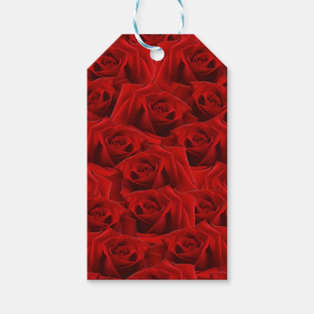 Étiquettes-cadeau Rose rouge romantique (Devant)