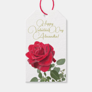 Étiquettes-cadeau Rose rouge - symbole de l'amour - Saint-Valentin p