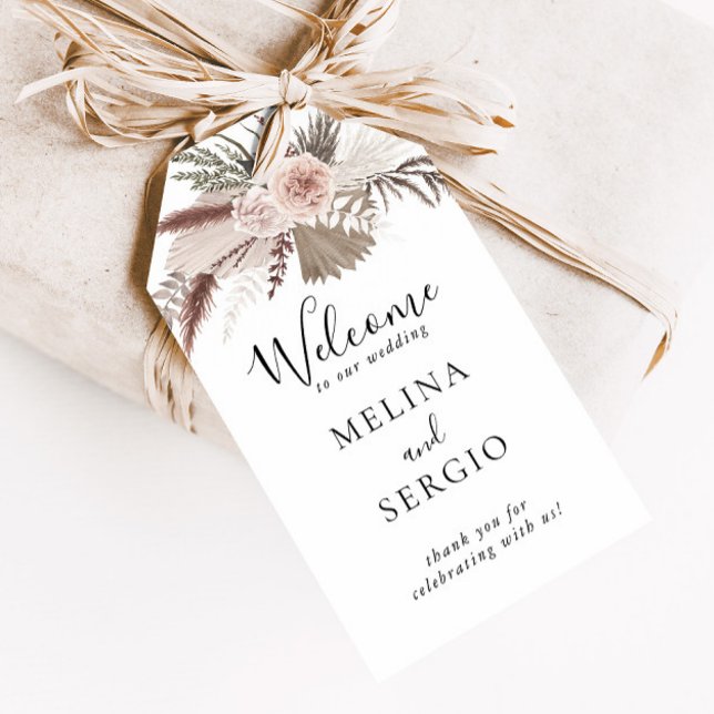 Étiquettes-cadeau Rose Rustique Gold Floral Mariage Bienvenue (Créateur téléchargé)