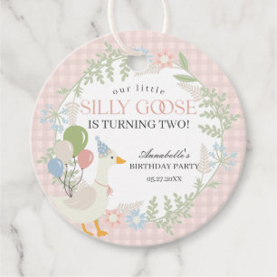 Étiquettes Cadeau Rose Silly Goose Floral En vichy Baby shower Faveu