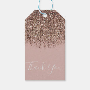 Étiquettes-cadeau Rose Taupe Bronze Or Paillettes Faveur de Fête Gla