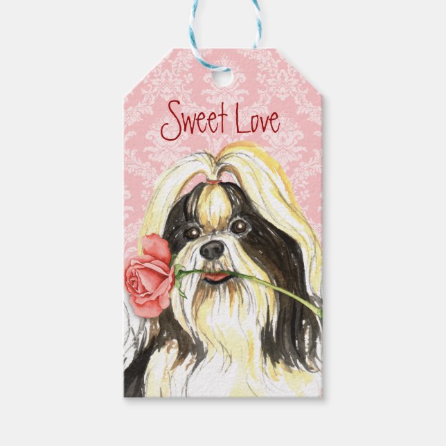 Étiquettes-cadeau Rose Valentin Shih Tzu (Devant)