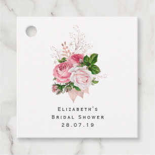 Étiquettes Cadeau Rose vintage chic floral et damassé