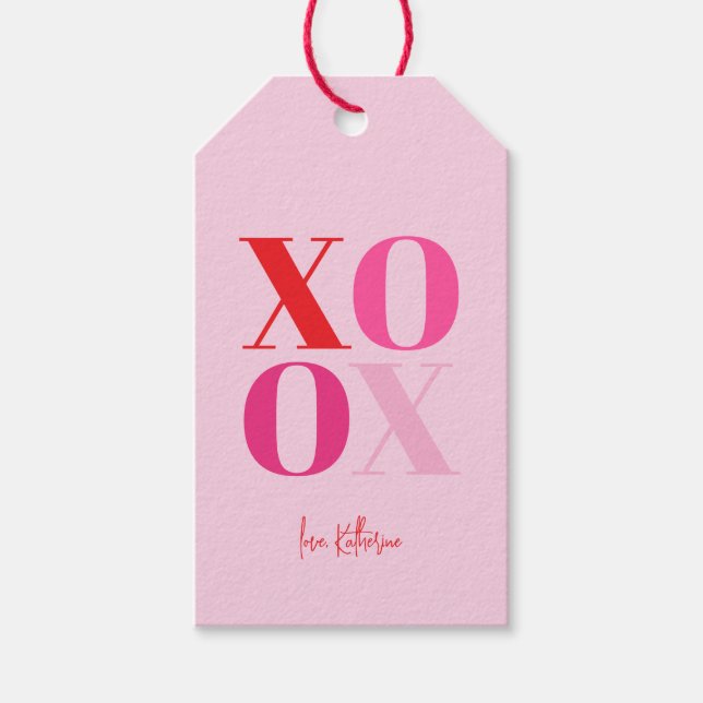Étiquettes-cadeau Rose XO OX Saint-Valentin (Devant)