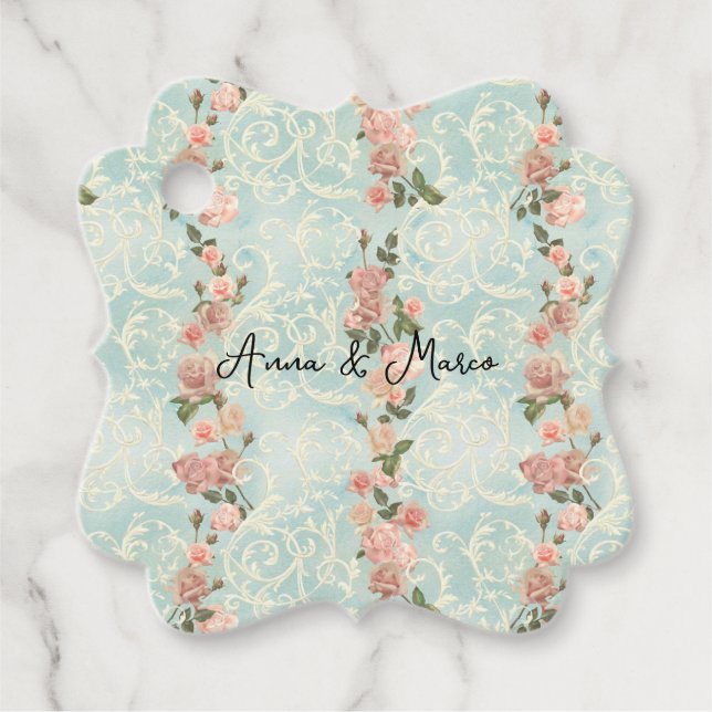 Étiquettes Cadeau roses anglaises délicates (Devant)