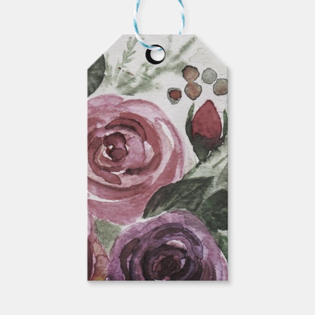 Étiquettes-cadeau Roses aquarelle (Devant)