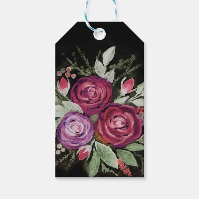 Étiquettes-cadeau Roses aquarelle (Devant)