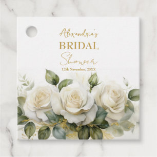 Étiquettes Cadeau Roses Blanches de Mariage Personnalisées
