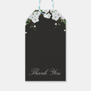 Étiquettes-cadeau Roses blanches Faveur élégante florale et gris cha