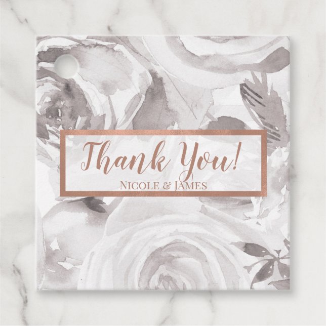 Étiquettes Cadeau Roses blanches Floral Rose Moderne Mariage élégant (Devant)