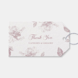 Étiquettes-cadeau Roses Blanches Rose Poussiéreux Floral Merci Maria