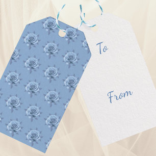 Étiquettes-cadeau Roses Bleues Brumeuses Vintage