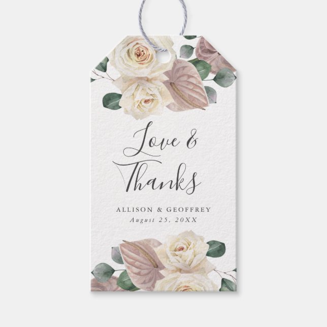 Étiquettes-cadeau Roses d'aquarelle et orchidées Mariage Faveur (Devant)