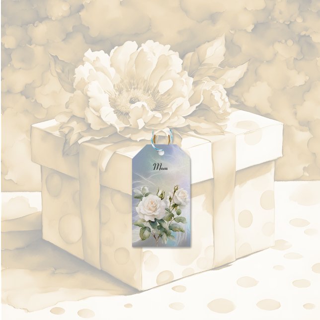 Étiquettes-cadeau Roses et plumes blanches (Créateur téléchargé)
