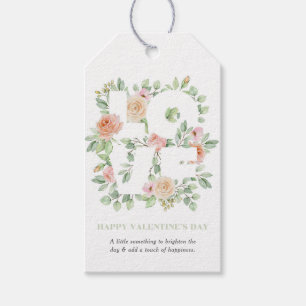 Étiquettes-cadeau Roses et verdure de la Saint-Valentin à l'aquarell