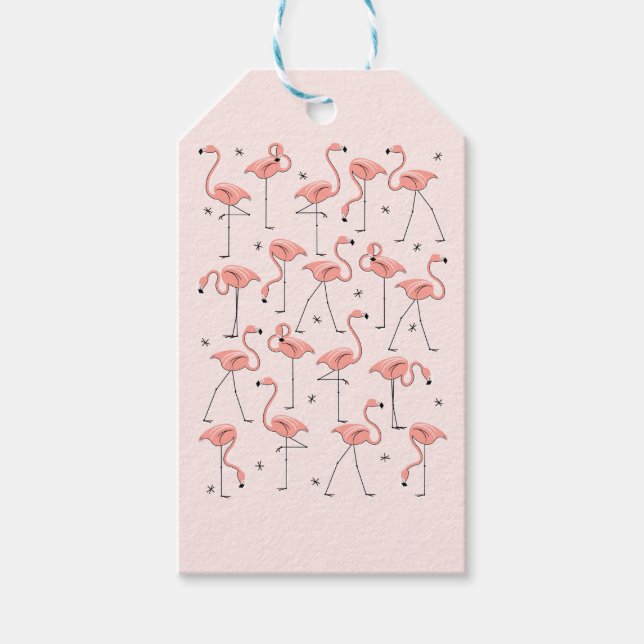 Étiquettes cadeau roses flamants (Devant)