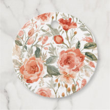 Roses orange aquarelle botanique corail floral