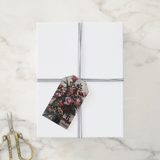 Étiquettes-cadeau Roses rose | Lovis Corinth (Avec de la ficelle)