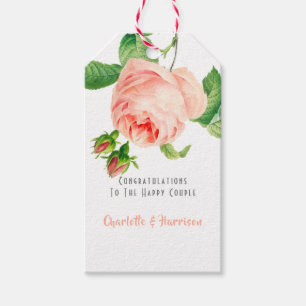 Étiquettes-cadeau Roses rose vintage Élégant Mariage floral