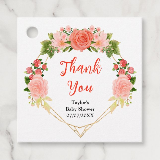 Étiquettes Cadeau Roses roses roses roses roses roses Baby shower Fl (Devant)