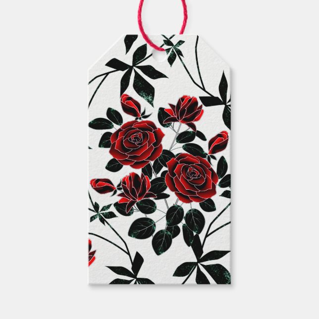 Étiquettes-cadeau Roses rouges. (Devant)
