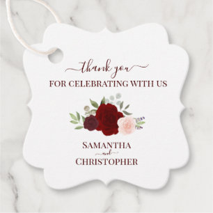 Étiquettes Cadeau Roses Rouges Bourguignonnes Merci de mariage éléga