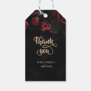 Étiquettes-cadeau Roses Rouges Élégantes Gothiques Merci