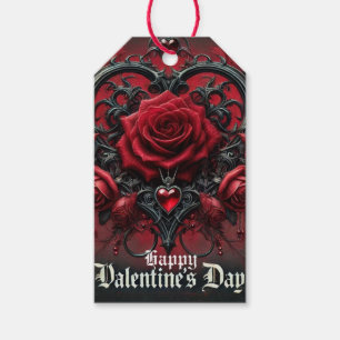 Étiquettes-cadeau roses rouges gothiques Saint-Valentin