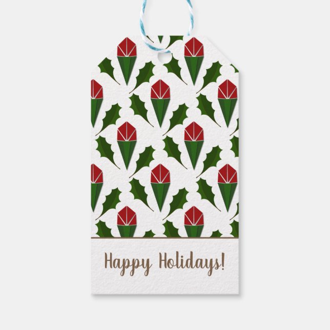 Étiquettes-cadeau Roses Rouges Vibrantes customisées, Holly Holiday  (Dos)
