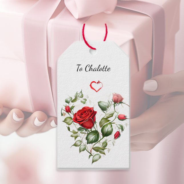 Étiquettes-cadeau Roses rouges vintages (Créateur téléchargé)