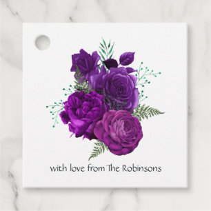 Étiquettes Cadeau Roses violettes et vertes