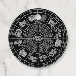 Étiquettes Cadeau Roue Zodiac de l'horoscope chinois