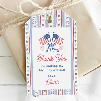 Étiquettes-cadeau Rouge, Blanc & Bleu 4 juillet 1er Anniversaire
