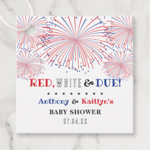 Étiquettes Cadeau Rouge, Blanc & Due ! baby shower 4 juillet