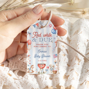Étiquettes-cadeau Rouge Blanc et Bébé à Venir Cadeau de Baby Shower