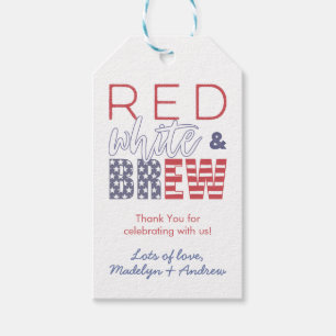 Étiquettes-cadeau Rouge Blanc Et Bière Fête du 4 juillet Mémorial de