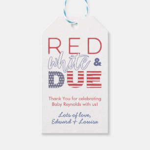 Étiquettes-cadeau Rouge Blanc Et Dette Fête Patriotique Bébé Shower