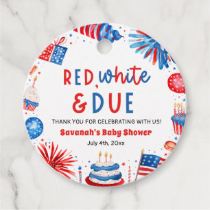 Étiquettes Cadeau Rouge, Blanc & Impayée Fête Prénatale Mixte