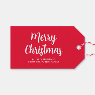 Étiquettes-cadeau Rouge Blanc Noël Joyeux Fêtes de fin d'année perso
