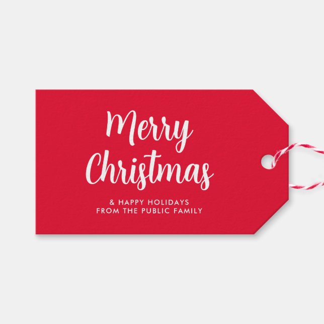 Étiquettes-cadeau Rouge Blanc Noël Joyeux Fêtes de fin d'année perso (Devant (Horizontal))