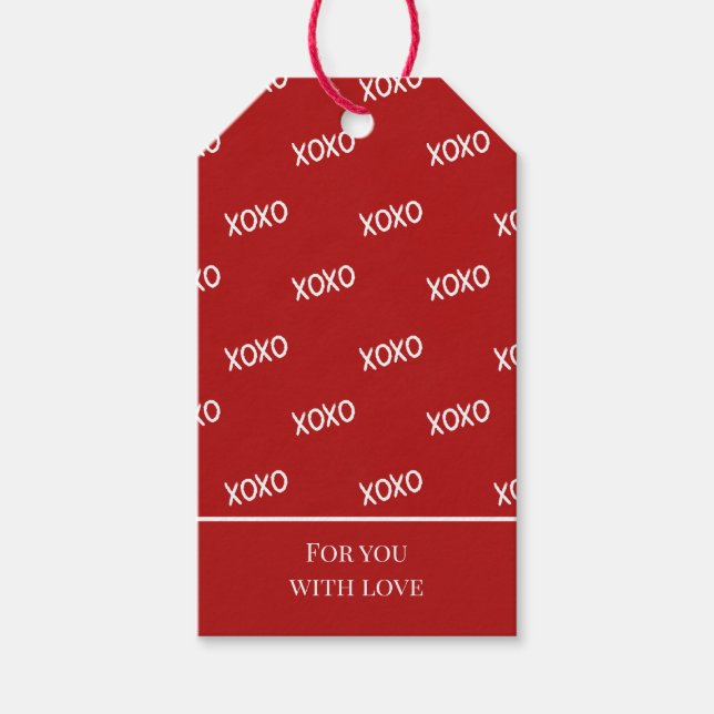 Étiquettes-cadeau Rouge Blanc XOXO Amour  (Devant)