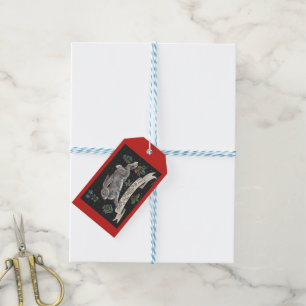 Étiquettes-cadeau Rouge d'étiquette de salutation de vacances de
