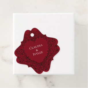 Étiquettes Cadeau Rouge et Coeur noir Evangile gothique Mariage Fave