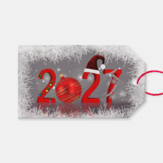 Étiquettes-cadeau Rouge Festif Joyeux Noël 2027 Nouvel An