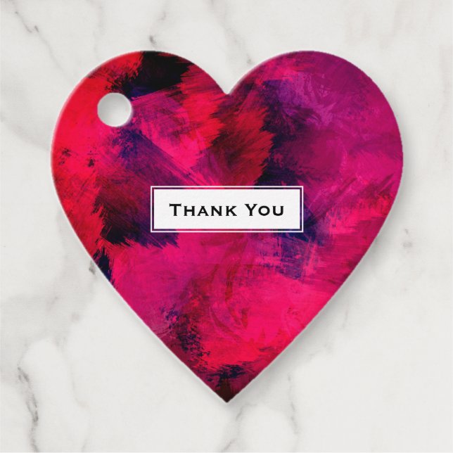 Étiquettes Cadeau Rouge foncé et violet Gras Merci Abstrait moderne (Devant)