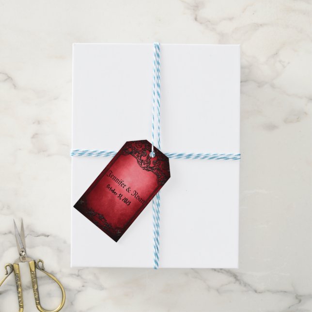 Étiquettes-cadeau Rouge Gothique Élégant Rustique (Avec de laficelle)