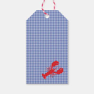 Étiquettes-cadeau Rouge Homard Bleu Blanc En vichy Designer Preppy