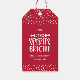 Étiquettes-cadeau Rouge Les spiritueux de Noël brillants