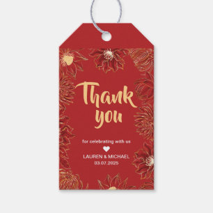 Étiquettes-cadeau Rouge Lotus Nénuphar Fleur Oriental Floral Mariage